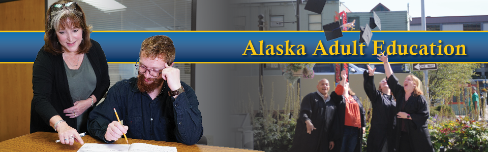 Banner with image of students at desk